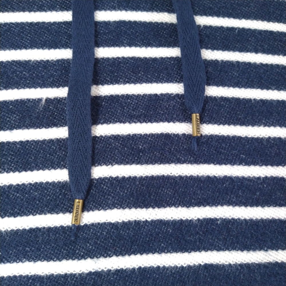 Lauren Jeans Co. Pullover Hoodie Ralph Lauren Womens Large Blue Striped Nautical - Picture 5 of 16